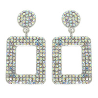 RHINESTONE PAVE RECTANGULAR DANGLE EARRINGS