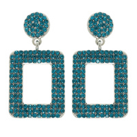 RHINESTONE PAVE RECTANGULAR DANGLE EARRINGS