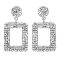 RHINESTONE PAVE RECTANGULAR DANGLE EARRINGS
