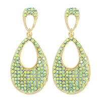 RHINESTONE CLUSTER OVAL DROP STUD EARRINGS