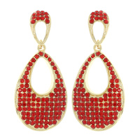 RHINESTONE CLUSTER OVAL DROP STUD EARRINGS