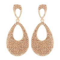 RHINESTONE CLUSTER OVAL DROP STUD EARRINGS