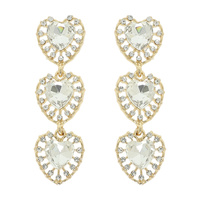 CRYSTAL HEART RHINESTONE HALO POST EARRINGS