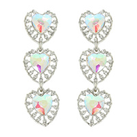 CRYSTAL HEART RHINESTONE HALO POST EARRINGS