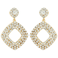 SQUARE RHINESTONE PAVE POST EARRINGS