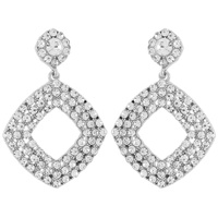 SQUARE RHINESTONE PAVE POST EARRINGS