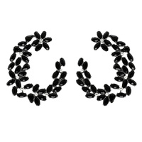 NAVETTE CUT CRYSTAL OPEN HOOP EARRINGS