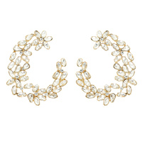 NAVETTE CUT CRYSTAL OPEN HOOP EARRINGS