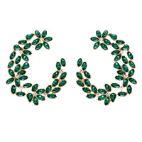 NAVETTE CUT CRYSTAL OPEN HOOP EARRINGS