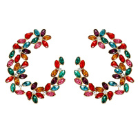 NAVETTE CUT CRYSTAL OPEN HOOP EARRINGS