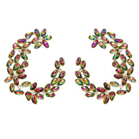 NAVETTE CUT CRYSTAL OPEN HOOP EARRINGS