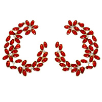 NAVETTE CUT CRYSTAL OPEN HOOP EARRINGS