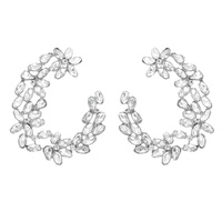 NAVETTE CUT CRYSTAL OPEN HOOP EARRINGS