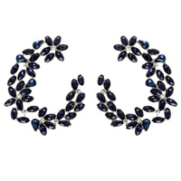 NAVETTE CUT CRYSTAL OPEN HOOP EARRINGS