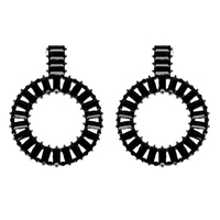 BAGUETTE CUT GEMSTONE CIRCLE STUD EARRINGS