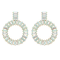 BAGUETTE CUT GEMSTONE CIRCLE STUD EARRINGS