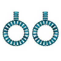 BAGUETTE CUT GEMSTONE CIRCLE STUD EARRINGS