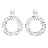 BAGUETTE CUT GEMSTONE CIRCLE STUD EARRINGS