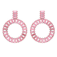 BAGUETTE CUT GEMSTONE CIRCLE STUD EARRINGS