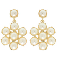 FLORAL PEARL POST DANGLE EARRINGS