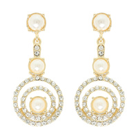 PEARL OPEN HALO POST DANGLE EARRINGS