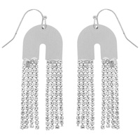 TUNING FORK RHINESTONE TASSEL EARRINGS