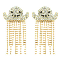 HALLOWEEN GHOST RHINESTONE TASSEL EARRINGS