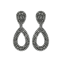 RHINESTONE PAVE HOOP POST EARRINGS