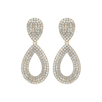 RHINESTONE PAVE HOOP POST EARRINGS