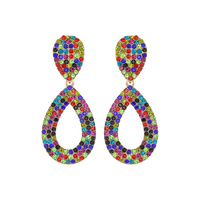 RHINESTONE PAVE HOOP POST EARRINGS
