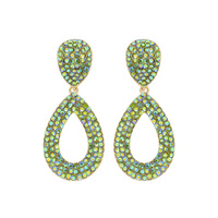 RHINESTONE PAVE HOOP POST EARRINGS