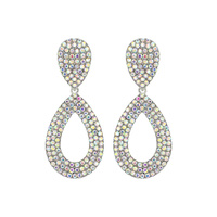 RHINESTONE PAVE HOOP POST EARRINGS