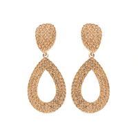 RHINESTONE PAVE HOOP POST EARRINGS
