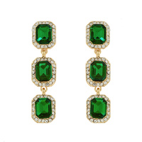 EVENING GLAM CRYSTAL 3-TIER OCTAGONAL HALO EARRINGS