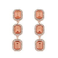 EVENING GLAM CRYSTAL 3-TIER OCTAGONAL HALO EARRINGS