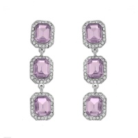 EVENING GLAM CRYSTAL 3-TIER OCTAGON CUT HALO EARRINGS