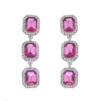 EVENING GLAM CRYSTAL 3-TIER OCTAGON CUT HALO EARRINGS