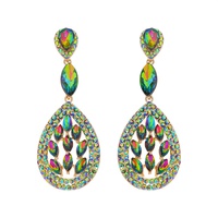 3-TIER CRYSTAL TEARDROP CLUSTER EARRINGS