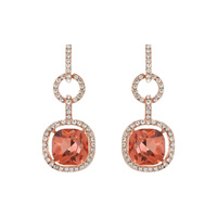 CRYSTAL RHINESTONE SQUARE CUT LINK DROP EARRINGS