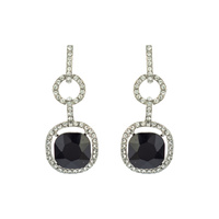 CRYSTAL RHINESTONE SQUARE CUT LINK DROP EARRINGS