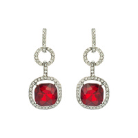 CRYSTAL RHINESTONE SQUARE CUT LINK DROP EARRINGS