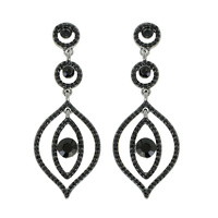 3-TIER MOROCCAN EVIL EYE POST DROP EARRINGS