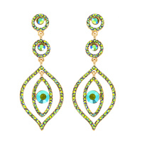 3-TIER MOROCCAN EVIL EYE POST DROP EARRINGS