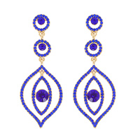 3-TIER MOROCCAN EVIL EYE POST DROP EARRINGS
