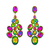 JEWELED CLUSTER POST METAL STONE ER