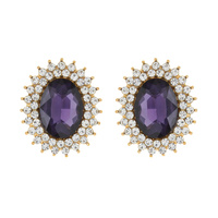 SUNBURST GLASS STONE STUD EARRING