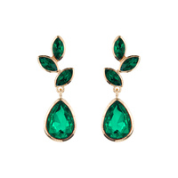 CRYSTAL RHINESTONE TEARDROP CUT VINE DANGLE AND DROP EARRINGS