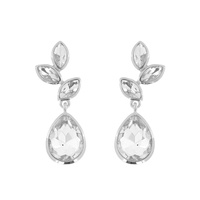 CRYSTAL RHINESTONE TEARDROP CUT VINE DANGLE AND DROP EARRINGS