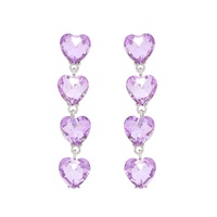 4-TIER CRYSTAL RHINESTONE HEART SHAPED LONG DROP EARRINGS