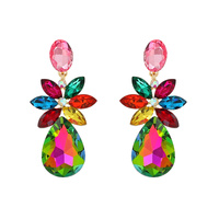 MARQUISE CRYSTAL TEARDROP FLORAL STUD EARRINGS